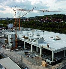 Rohbau der neuen Lackiererei der Dr. Ing. h.c. F. Porsche AG im Stuttgarter Stadtteil Zuffenhausen 